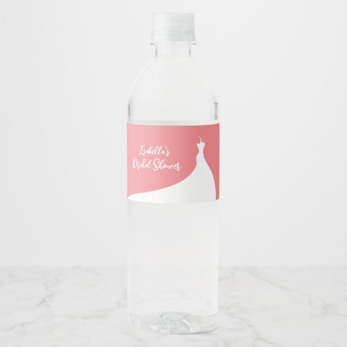 Elegant Bridal Shower coral Water Bottle Label