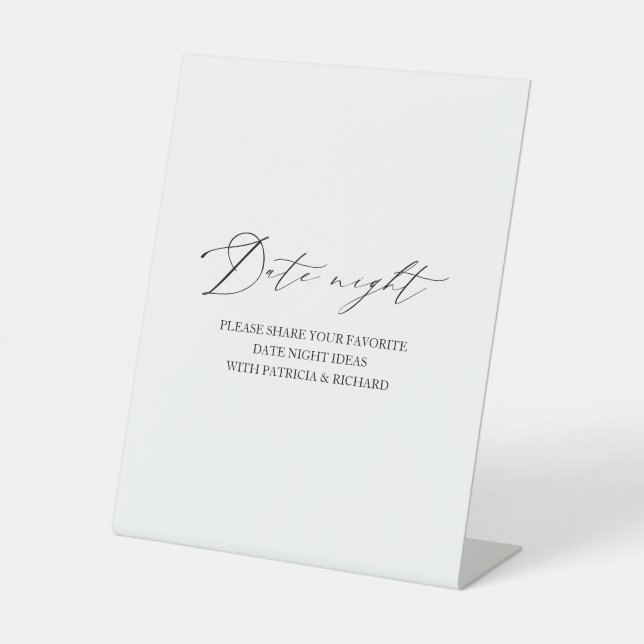 Elegant Bridal Shower Date Night Jar Sign (Front)