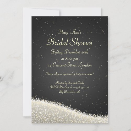 Elegant Bridal Shower Dazzling Sparkles Black Announcements