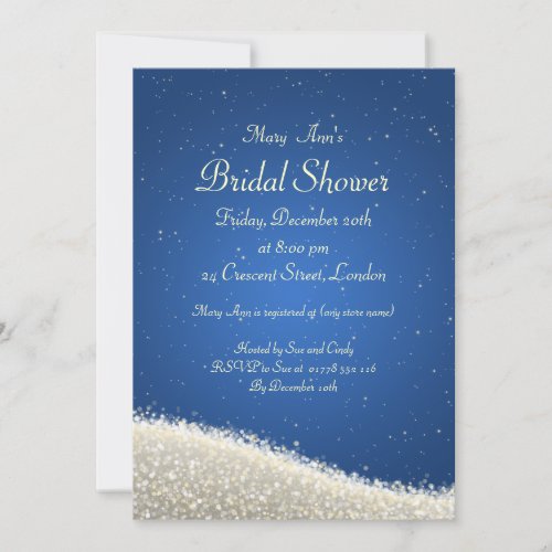 Elegant Bridal Shower Dazzling Sparkles Blue Card