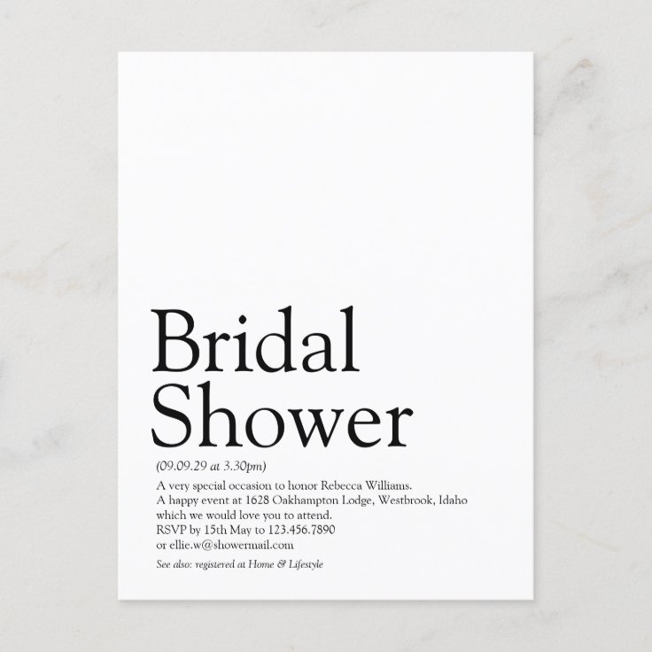 Elegant Bridal Shower Definition Invitation Zazzle