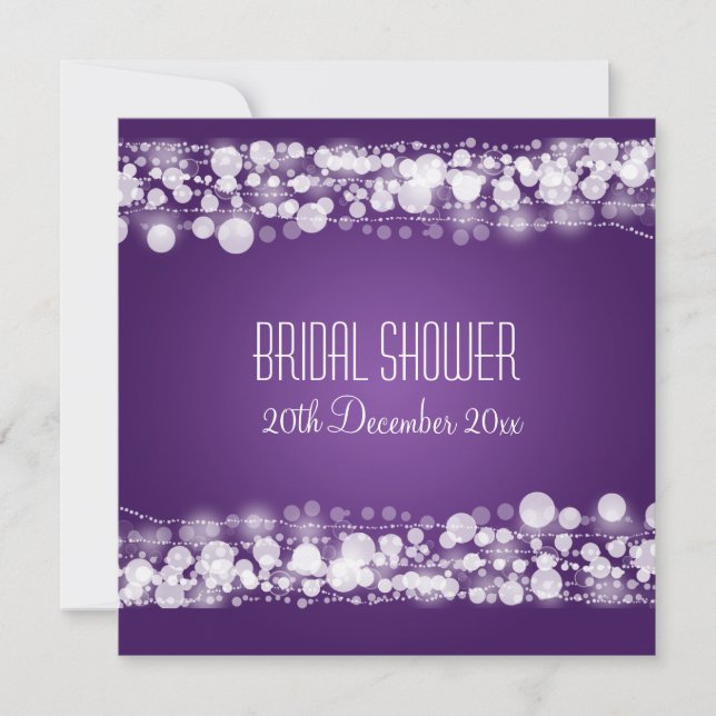 Elegant Bridal Shower  Dotted Purple Invitation (Front)