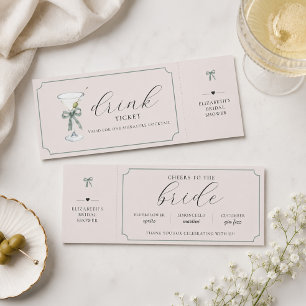 Elegant Bridal Shower Drink Ticket