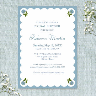 Elegant Bridal Shower Dusty Blue Vintage Simple Invitation
