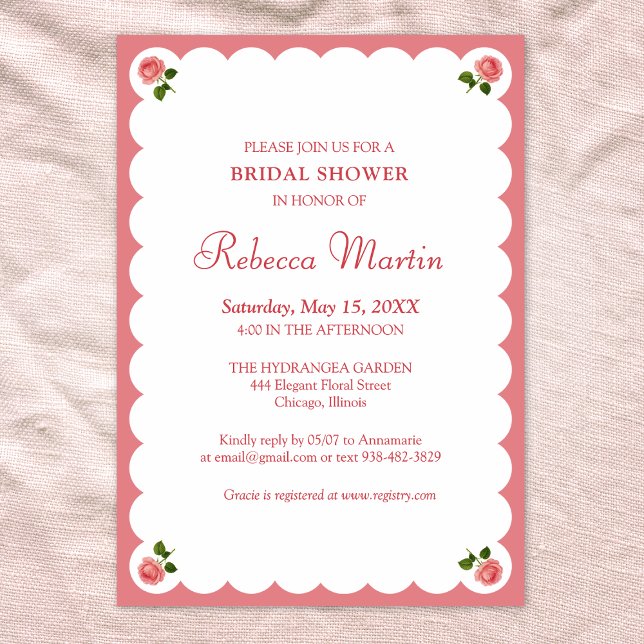 Elegant Bridal Shower Dusty Rose Vintage Pink  Invitation (Creator Uploaded)