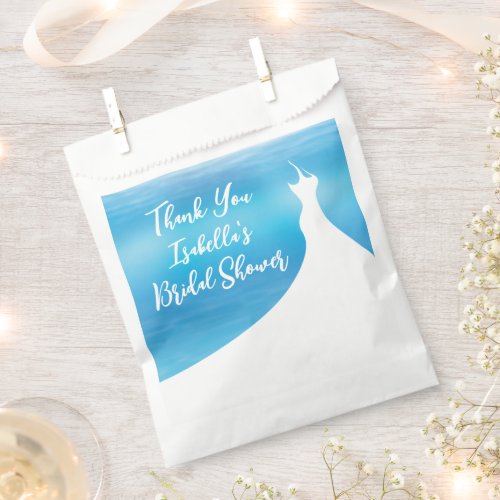 Elegant Bridal Shower Favor Bag blue watercolor