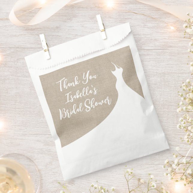 Elegant Bridal Shower Favor Bag burlap (Clipped)