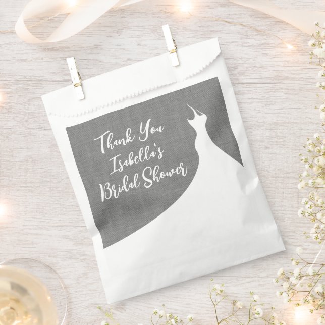 Elegant Bridal Shower Favor Bag gray linen (Clipped)