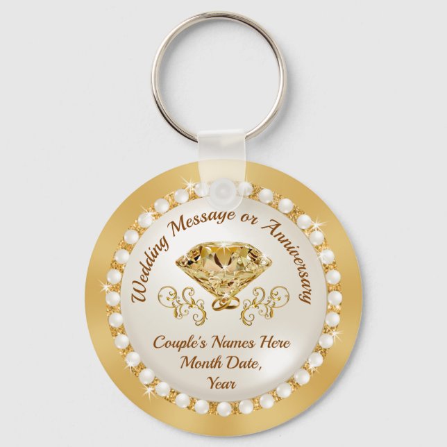 Elegant Bridal Shower Favors, Wedding, Anniversary Keychain (Front)