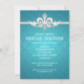 Elegant Bridal Shower Fleur De Lis Blue Invitation (Back)