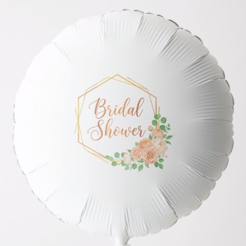 Elegant Bridal Shower Floral and Gold Art Balloon