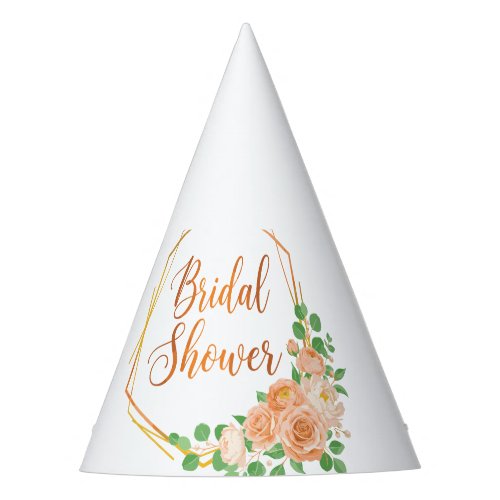 Elegant Bridal Shower Floral and Gold Art Party Hat