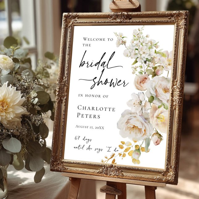 Elegant Bridal Shower floral welcome Poster (Creator Uploaded)
