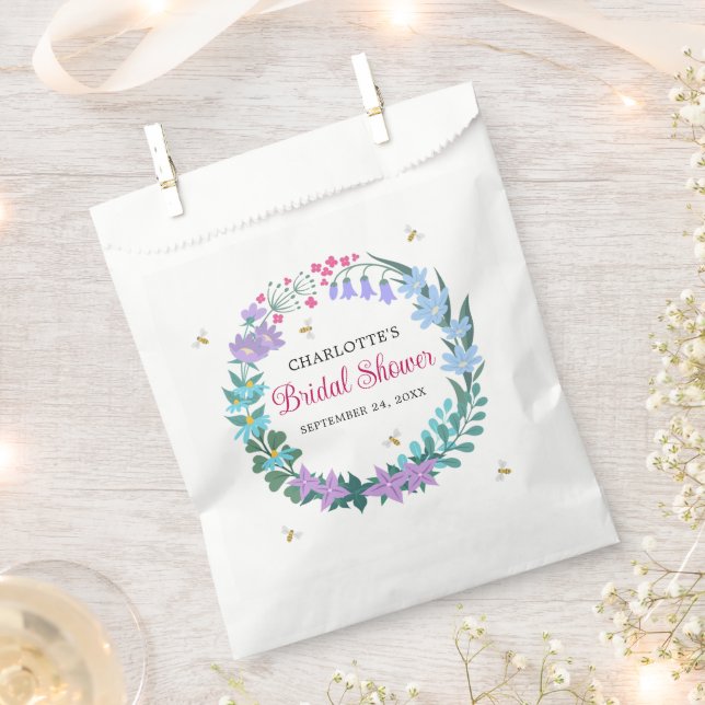 Elegant Bridal Shower Floral Wildflowers Garland Favor Bag (Clipped)