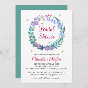 Elegant Bridal Shower Floral Wildflowers Garland Invitation