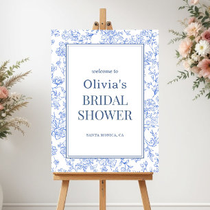 Elegant Bridal Shower French Floral Blue Welcome Foam Board