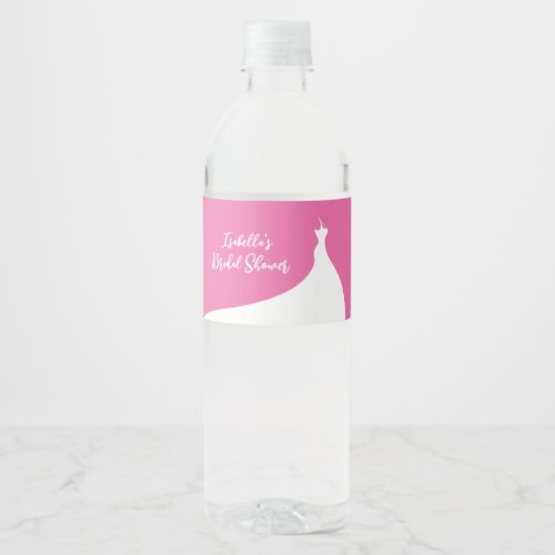 Elegant Bridal Shower fuchsia Water Bottle Label