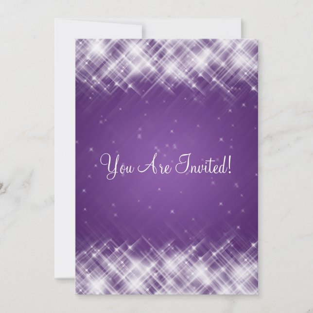 Elegant Bridal Shower Glamorous Sparks Purple Invitation (Front)