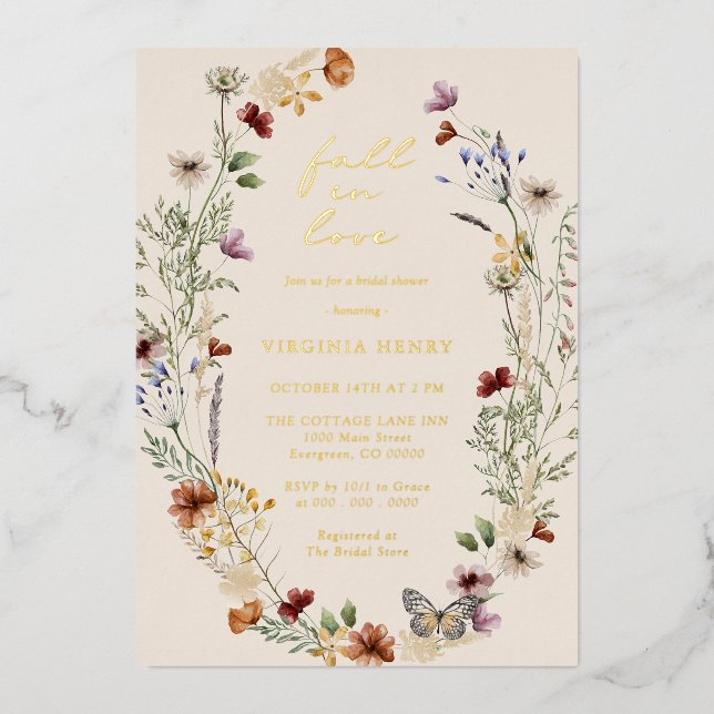 Elegant Bridal Shower Gold Foil Invitation (Front)