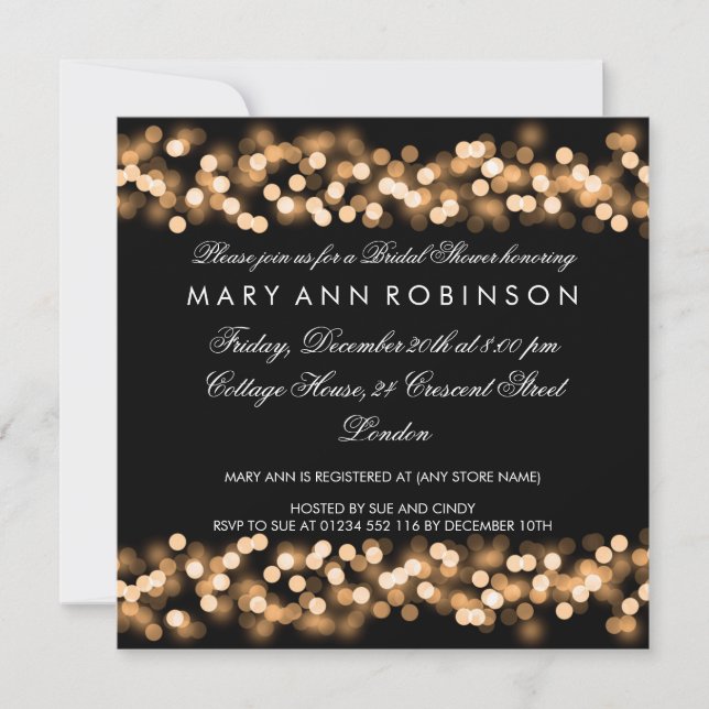 Elegant Bridal Shower Gold Hollywood Glam Invitation (Front)