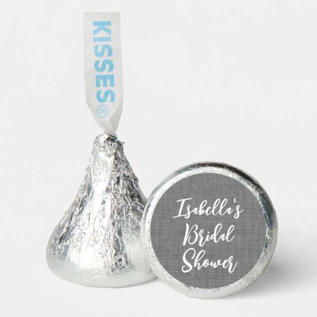 Elegant Bridal Shower gray linen Hershey®'s Kisses® (Front)