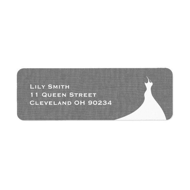 Elegant Bridal Shower gray linen Label (Front)