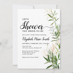 Elegant Bridal Shower Greenery Botanical Foliage Invitation