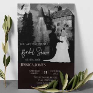 Elegant Bridal Shower Halloween Mansion October Invitation