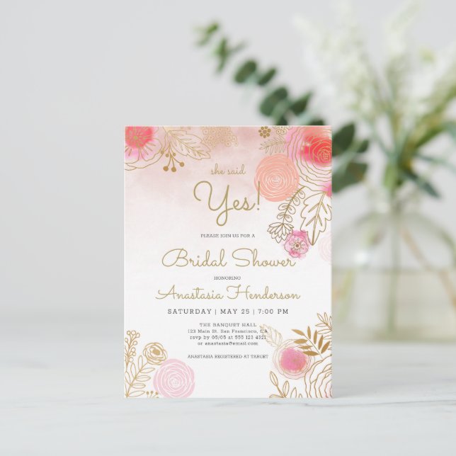 Elegant Bridal Shower Invitation. Invitation Postcard (Standing Front)