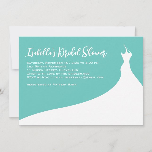 Elegant Bridal Shower Invitation turquoise (Front)