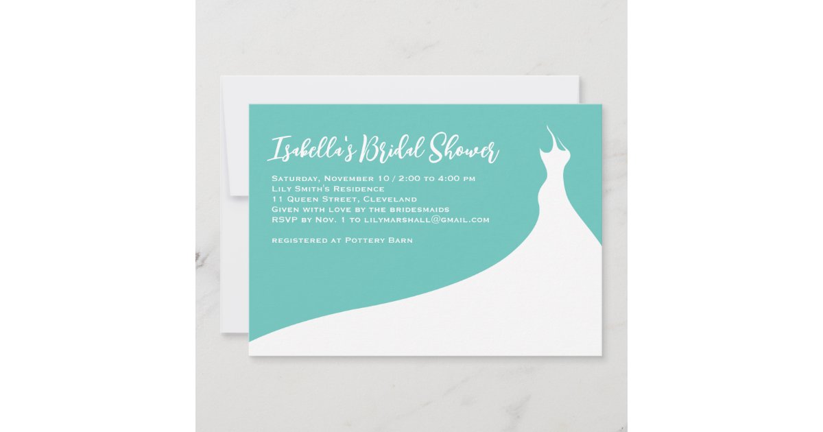 Elegant Bridal Shower Invitation Turquoise Zazzle