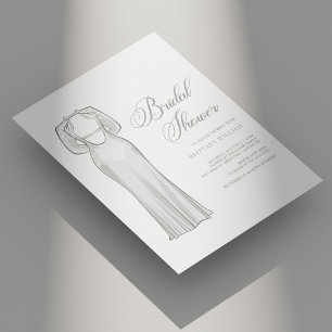 Elegant Bridal Shower Invitation   Wedding Dress