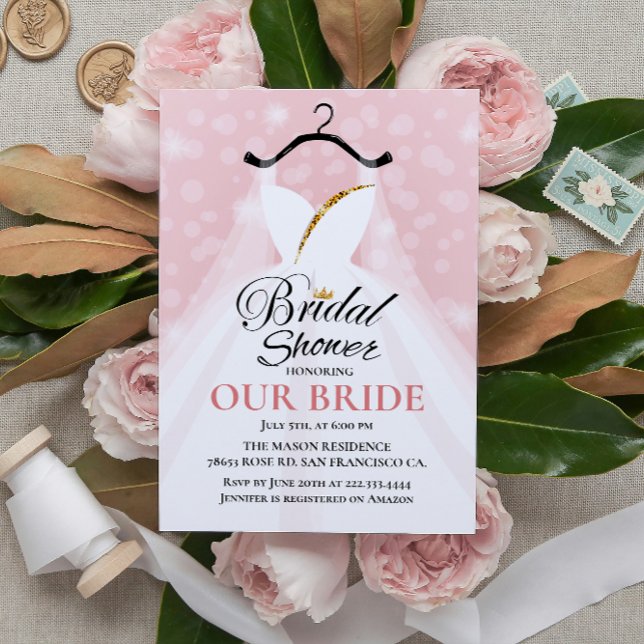 Elegant Bridal Shower Invitation with Wedding Gown (Creator Uploaded)
