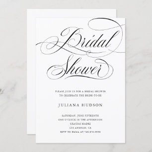 Elegant Bridal Shower Invite Classic Calligraphy