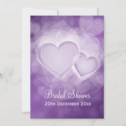 Elegant Bridal Shower Modern Hearts Purple Personalized Announcements
