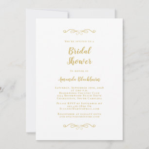Elegant Bridal Shower Modern Script Weddings Gold Invitation