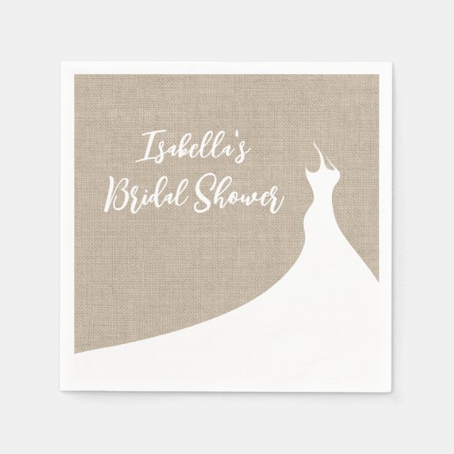 Elegant Bridal Shower Napkin burlap (Front)