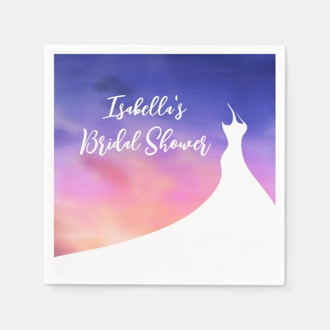 Elegant Bridal Shower Napkin purple watercolor (Front)