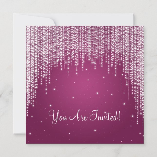 Elegant Bridal Shower Night Dazzle Berry Pink Invitation (Front)