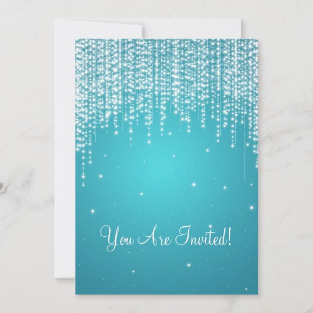 Elegant Bridal Shower Night Dazzle Blue Invitation (Front)