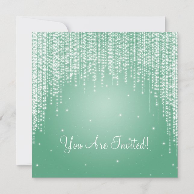Elegant Bridal Shower Night Dazzle Mint Green Invitation (Front)