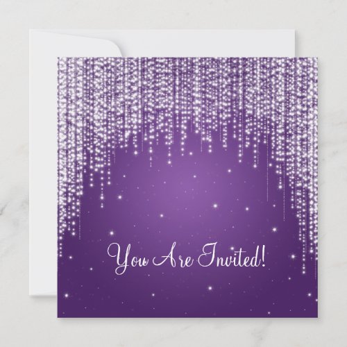 Elegant Bridal Shower Night Dazzle Purple Personalized Invite