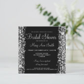 Elegant Bridal Shower Party Sparkles Silver Invitation (Standing Front)