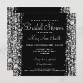 Elegant Bridal Shower Party Sparkles Silver Invitation (Front/Back)
