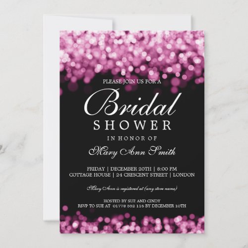 Elegant Bridal Shower Pink Lights Custom Invite