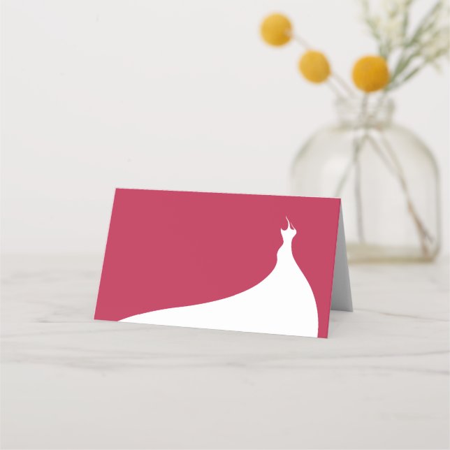 Elegant Bridal Shower Place Card viva magenta (Front)