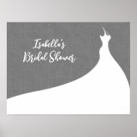 Elegant Bridal Shower Poster gray linen