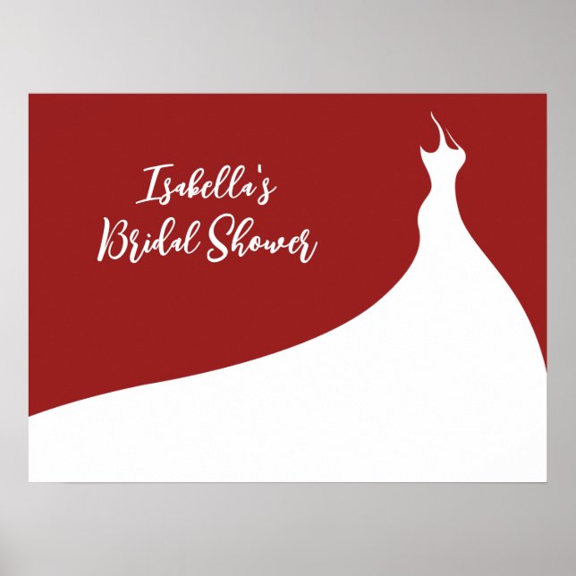 Elegant Bridal Shower Poster red (Front)