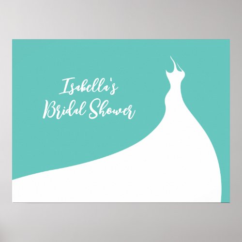 Elegant Bridal Shower Poster turquoise