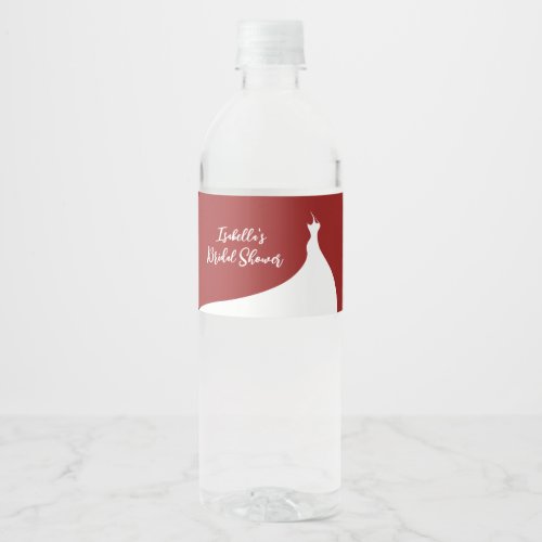 Elegant Bridal Shower red Water Bottle Label